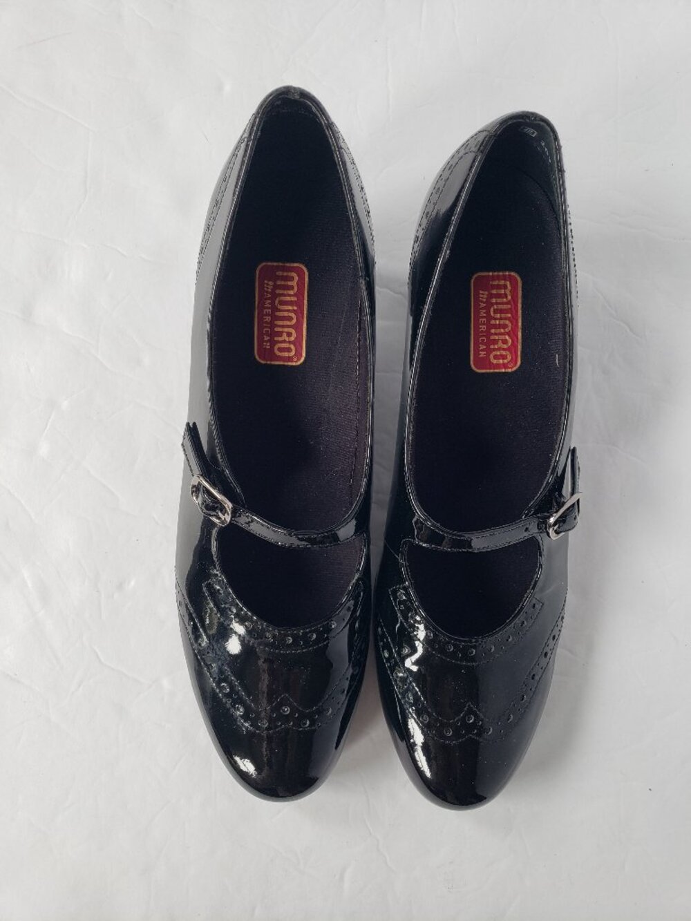 Munro Isabel Patent Leather Comfort Block Heel Black Mary Jane Shoes